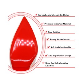 BHXANZOU Red Bottoms Sole Protector Sole Guard Compatible with Christian Louboutin Shoes,Red Bottom Protectors,Self-Adhesive Shoe Sole Protector Replacement for Louboutin Shoes (6.0"x4.5", Red 6Pcs)