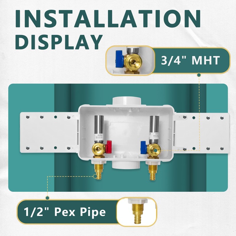 Washing Machine Outlet Box, Niikappu 1/2 Inch Pex Crimp Inlet