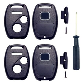 3 Buttons Replacement Key Fob Shell Case Fit for Honda Accord Crosstour Civic CR-V CR-Z Fit Odyssey Car Key Fob Cover Housing with Screwdriver (Black+Black)