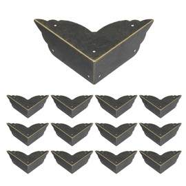 T Tulead Box Corners Iron Bronze Angle 2.75"x2.75"x1.02" Corner Decorative Protector for Wood Box 12PCS with Mounting Nails