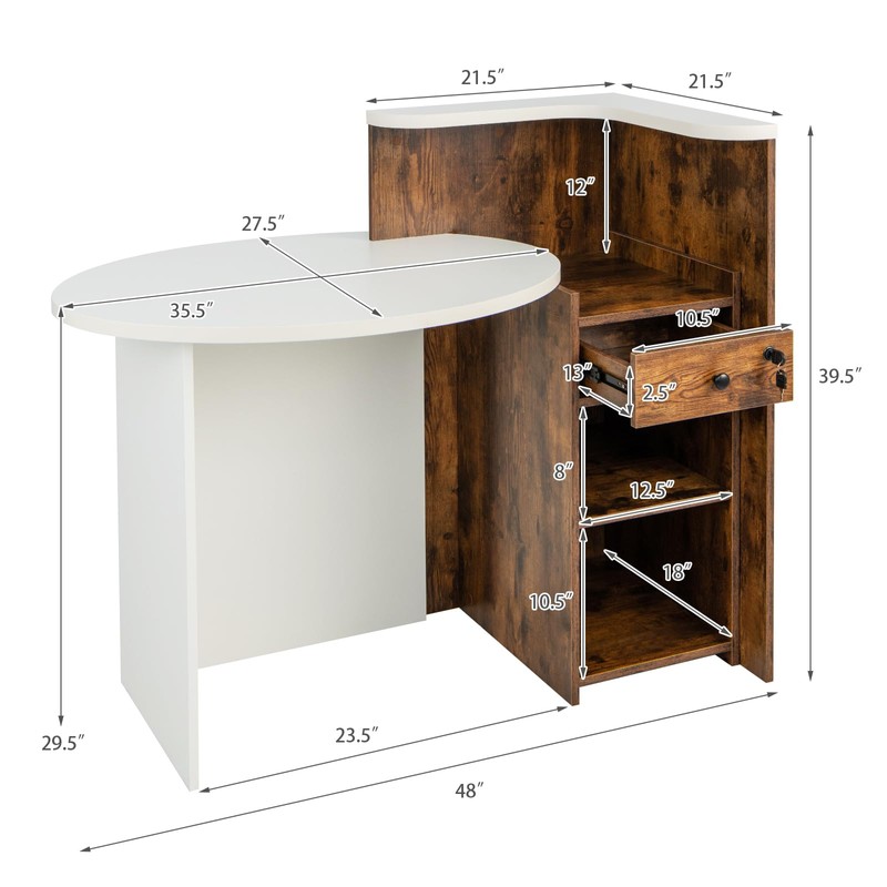 SILKYDRY Reception Desk, Small Retail Checkout Counter with Lockable Drawer