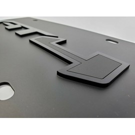 Blacked Out AT4 Emblem Tactical Metal Vanity License Plate with/ 3D Letters Replacement for GMC (Black)