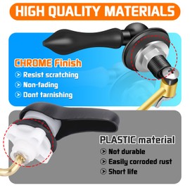 Boltigen Universal Toilet Flush Handle, Front Mount Toilet Flush Lever Fit for Most Toilet Tanks, Zinc Alloy Black Toilet Handle Replacement Kit with Rubber Gasket and Flapper Chain