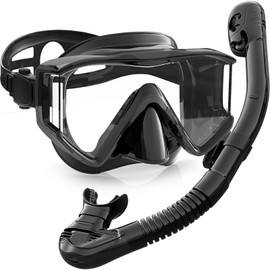 Zeligerstar Adult Snorkeling Set, Improved Diving Mask and Snorkel, Dry Top Snorkel Mask Set, Professional Adult Snorkeling Gear for Swimming Diving Scuba (Black)