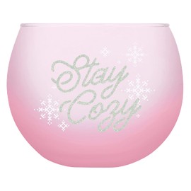 Slant Collections Holiday Roly Poly Cocktail Glass, 13-Ounce, Stay Cozy