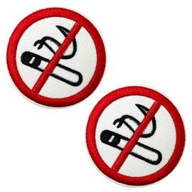 2 X No Smoking Sign - Iron On Embroidery Patchs (7cm)