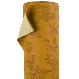 A-Express Floral Faux Leather Fabric - Embossed PU Synthetic Leather - 54" Wide by The Yard Vinyl Pleather Material - Upholstery Fabric for Car, DIY Craft Sheets - 1 Yard 54" x 36" Tan