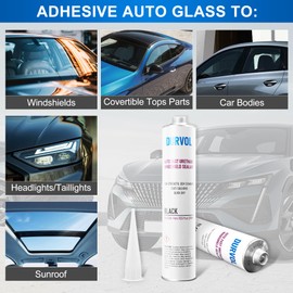 Durvol Auto Glass Urethane Windshield Adhesive Sealant (2-Pack Black) High Bond Strength, Fast-Curing