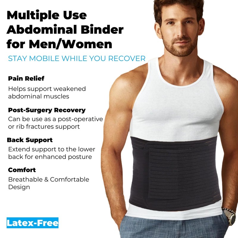 Reian Men's Abdominal Binder for Post Surgery,Compression Wrap Abdomen Waist