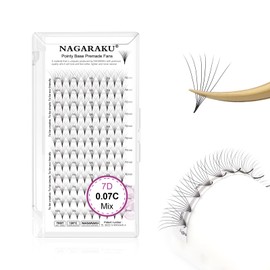 NAGARAKU Blister Extensiones de Pestañas rusas pre armadas puntiaguda raíces 120 raíces Suaves Naturales Volume Pestañas Postizas Fibras Tecnologicas para Salón de Belleza- 7D 0.07C (8-15mm) Mix