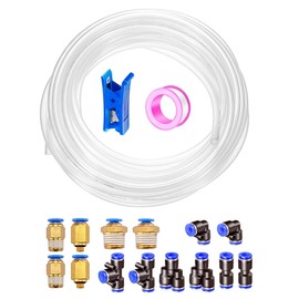 HAXIHA Pneumatic Hose Clear 8 mm OD 5 mm ID Polyurethane PU Air Hose Pipe Set, 10 m Compressed Air Hose is Suitable for Pneumatic Devices + Quick Connector Hose, Y/T/L/I