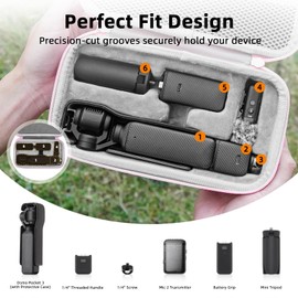 BRDRC Osmo Pocket 3 Case, Portable Carrying Bag Protective Hard Storage Bag for DJI Osmo Pocket 3 Creator Combo Camera Accessories with Wrist and Carabiner (Black)