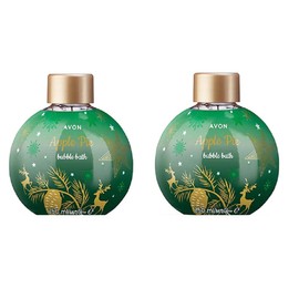 Pack of 2 Apple Pie Bubble Bath – a Scent of Juicy red Apple, Cinnamon bark, and Whipped Vanilla – 2 x 250ml Bauble Shaped Bottles. Ideal as a Christmas Gift