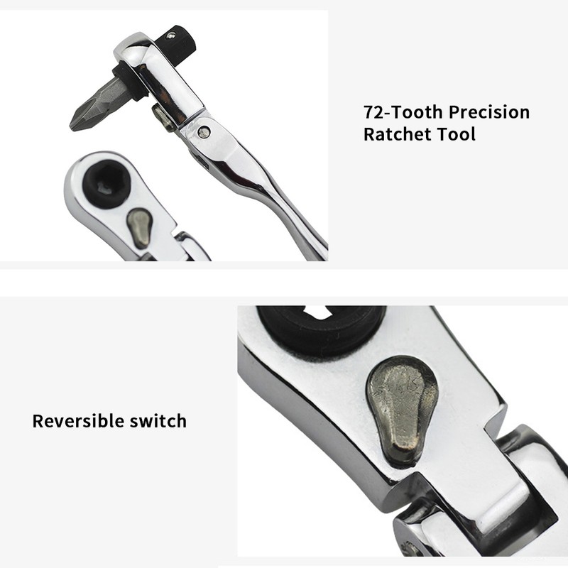 Mini 1/4 Inch Ratchet Wrench, 72-Tooth Reversible Chrome Vanadium Steel