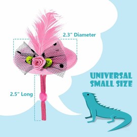 Lizard Cute Hats Christmas Costume - Pet Mini Helmet Topper Hat with Chin Strap, Funny Animal Party Holiday Wedding Decor for Bearded Dragon, Snake, Hedgehog, 6 PCS