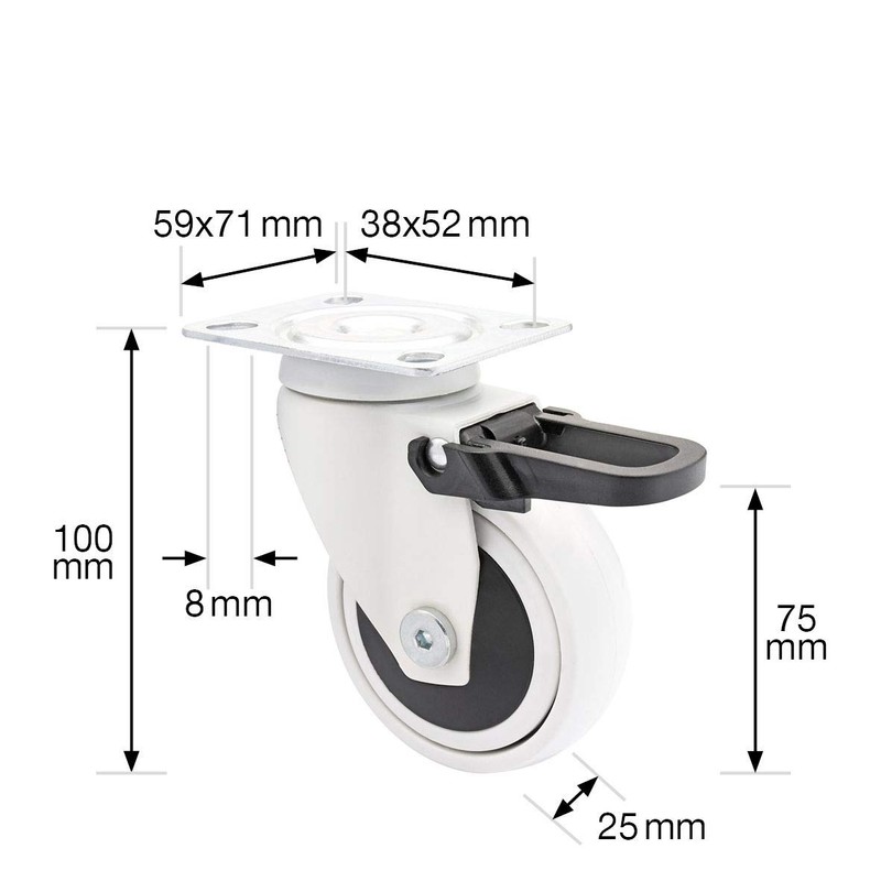WAGNER design - 3C - swivel castor/furniture castor - white,