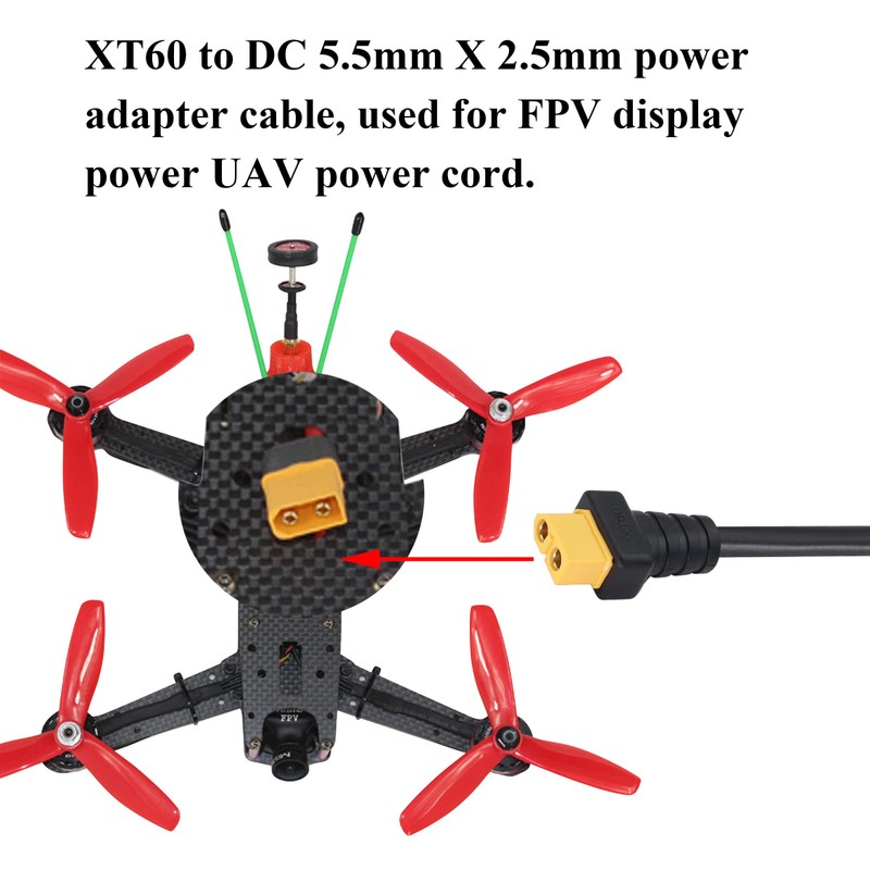 AAOTOKK DC 5.52.5mm to XT60 Adapter Cable Female XT60 Bullet