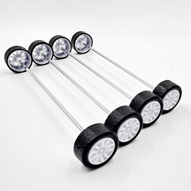 20PCS Small Toy Car Wheel 16mm Model Car Mini Rubber Tire Wheels with 10PCS Shaft Round Rod Axles for DIY Model Toy RC Car Truck Robot Building Accessories (White 2x16mm)