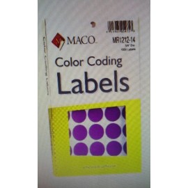 MACO 1000 purple 3/4" Round Maco Color Coding Labels MR1212-14 -New in Box