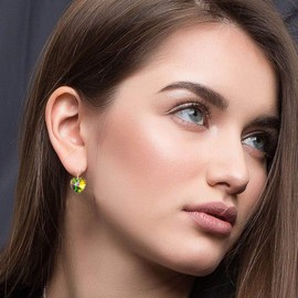 Austrian Crystal Heart Drop Leverback Earrings for Women 14K Rose Gold Plated Hypoallergenic Jewelry (Vitrail Medium)