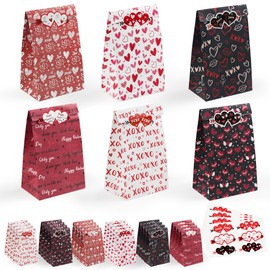 Valentines Bags - 24 PCS Valentines Gift Bags for Class School,Valentine Treat Bags with Stickers - Valentine Goodie Bags for Kids | Valentines Day Gifts for Kids - Valentines Decorations Party Favors