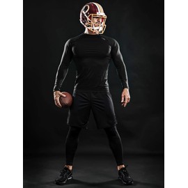 DRSKIN Men's Long Sleeve Compression Shirts Top Sports Workout Athletic Base Layer Dry Thermal Winter (Round SBB01, L)