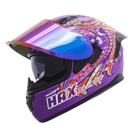HAX Obsidian Full Face Dual Visor Adult Motorcycle Helmet for Motorbike Street Bike with Pinlock Ready DOT Approved SLAYER PURPLE XL