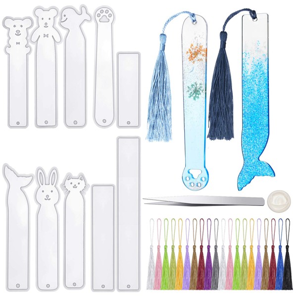 10 Pieces Silicone Bookmark Resin Mold DIY Bookmark Mould Epoxy