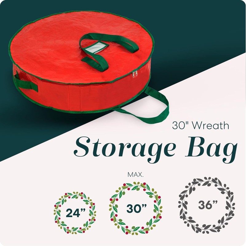 Christmas Wreath Storage Bag - Made from Heavy-Duty Tarp Material