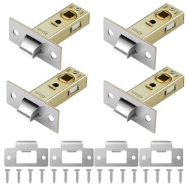 4 Pack 45mm Tubular Latch Door Latches for Internal Door Tubular Mortice Latches with Polished Plate Screws Polished Silent Door Latch Compatible with Various Door Lock Handles