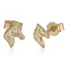 NKlaus Pair of Stud Earrings Horse Head 585 Yellow Gold