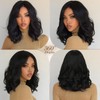 Sidaila 14 Inch Middle Part Wavy Wig for Women, Black