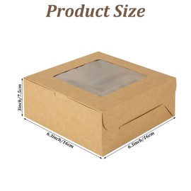 QTLCOHD 50 Pcs Cupcake Boxes with Window 4 Count Cupcake Container 6 x 6 x 3 Inch Brown Bakery Boxes Bulk for Cupcakes Muffins Cookies Pastries