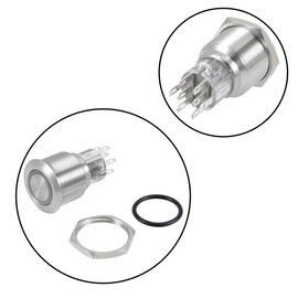 uxcell Latching Metal Push Button Switch 22mm Mounting Dia DPDT 2NO 2NC 24V Green LED Light