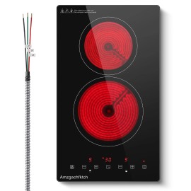 Amzgachfktch 12" Built-in Electric Cooktop 2 Burner Electric Ceramic Stove Touch