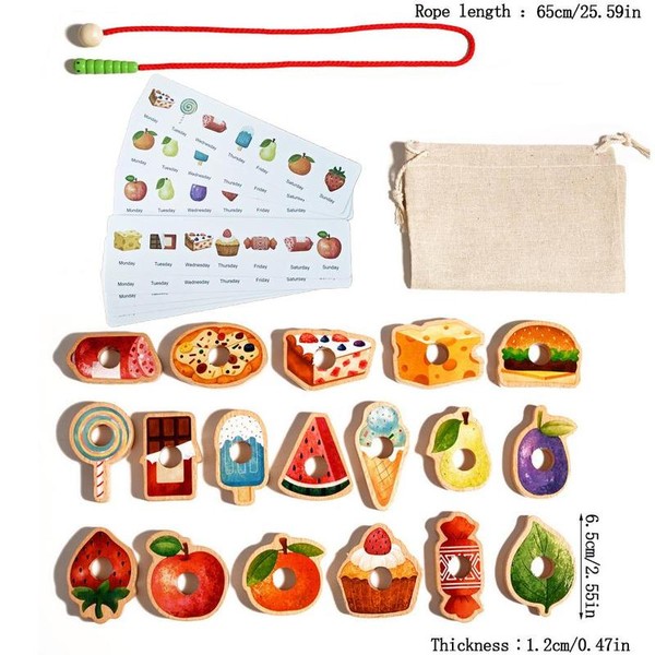 Wooden Greedy Caterpillars Rope and Bead Game, 1 Set Educational