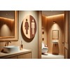 Becral - Bathroom Sign Unisex Natural Wood - 12 cm