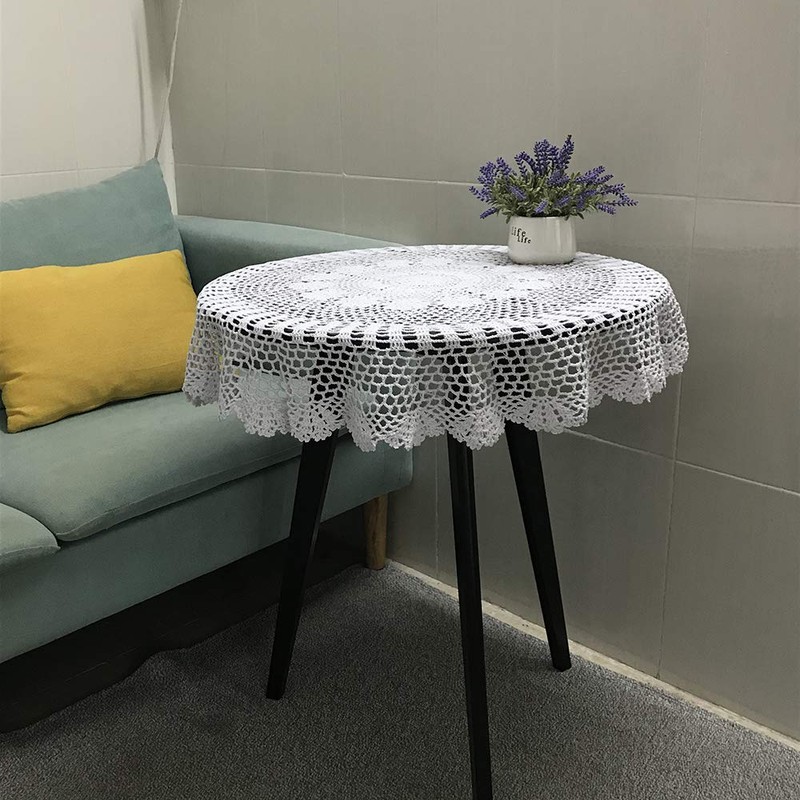 Hetao 100% Cotton Handmade Crochet Round Tablecloth Doilies Lace Table