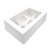R&J 4 Pack - 6 Hole Cupcake Boxes, White Bakery