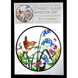 Static Window Cling in a Wren in Bluebells Design.