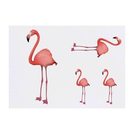 4 x 'Standing Flamingo' Temporary Tattoos - Water Resistant, Skin-Safe, Non-Toxic Transfers, Mixed Sizes (TO00085232)