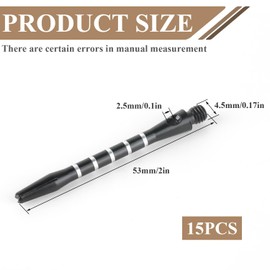 Ezydka Darts Shafts Pack of 15 Aluminium Darts Shafts, Dart Shafts Thread with O-Ring Black Dart Shafts, Dart Shafts for Soft or Steel Darts, Dart Shaft 2BA Universal Thread