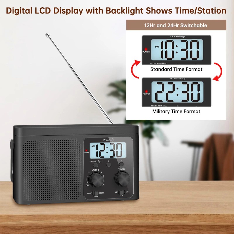 DreamSky Radio Portable AM FM Shortwave - Digital Radio Plug