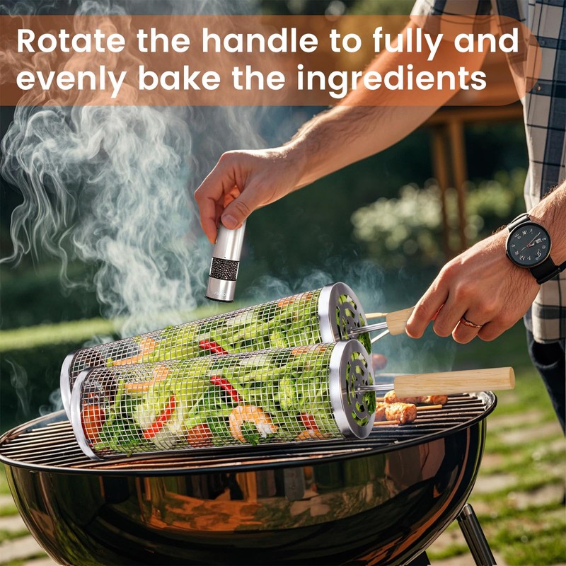Grill Basket Set 2 Pack, Upgraded Version 304 Stainless Steel