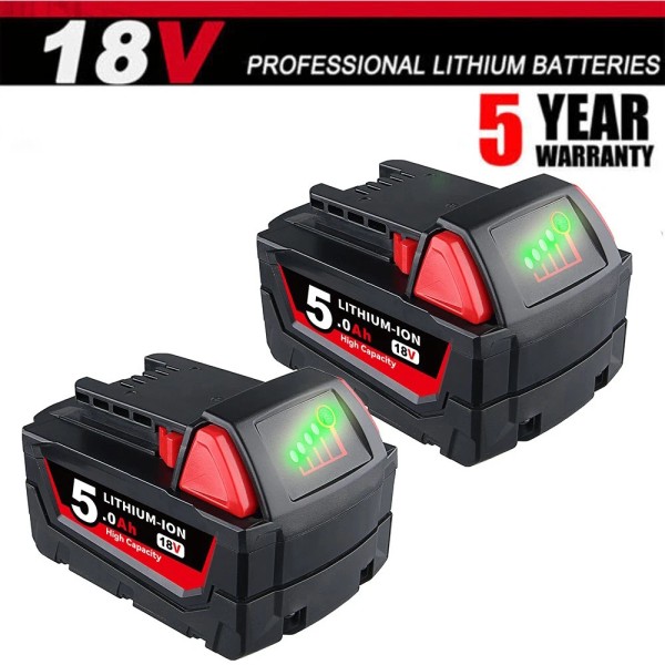 Unbranded 2X Replace Milwaukee M18 Lithium 5AH Extended Capacity Battery