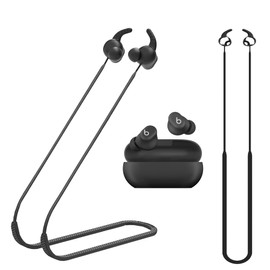 ULITIQ Strap Compatible with Beats Solo Buds, Sports Strap for Solo Earbuds Lanyard Silicone, Anti Lost Straps Accessories, Anti-Lost Neck Rope Cord Soft, Running Holder Connector, (Black)