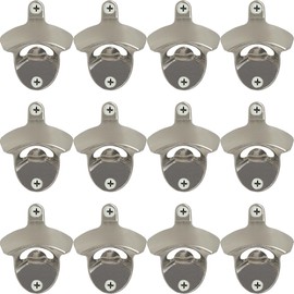 HAIICEN 12 Packs Stainless Wall Mount Beer Bottle Opener Bulk, Brushed Silver Screw in Wall Soda Bottle Cap Opener Set Blank