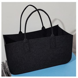 CuiCanfla Foldable Felt Bag, Pack of 2, Felt Bags, Firewood Bag, Felt Basket, Wood Basket with Handles, Firewood Basket, Shopper for Firewood, 50 x 25 x 25 cm