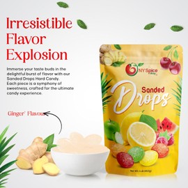 NY SPICE SHOP Ginger Sanded Candy Drops - 3 Pound Old Fashioned Sanded Drops - Fresh Delicious Bulk Candy - Sanded Hard Candy - Tangy and Sweet Healthy Snacks