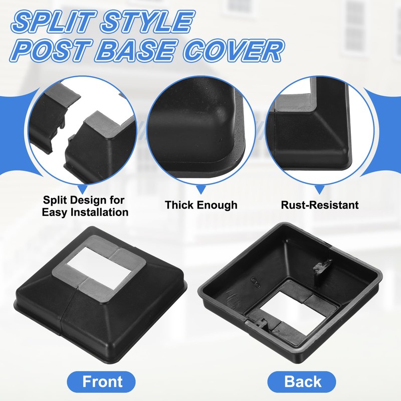sourcing map 4Pcs Post Base Cover, 3.5"x3.25" (Internal Size 0.75"x1.5")